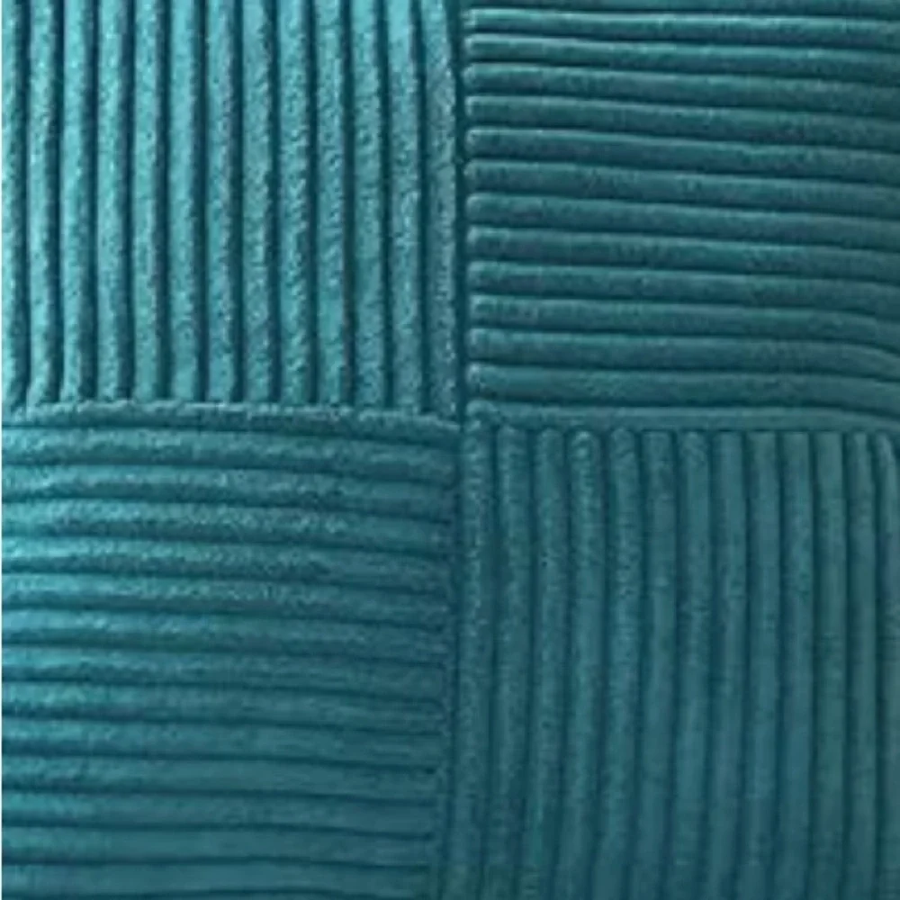 ‘Car Home Office Outdoors’ Striped Patchwork Corduroy Pillow Covers TEAL BLUE